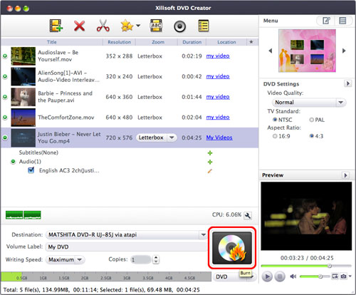 AVI, MPEG, VOB, DAT, M2V, MPG to DVD burning Mac software