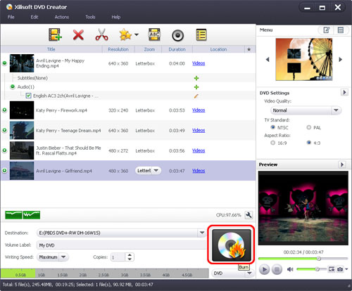 xilisoft dvd creator cutting start of video