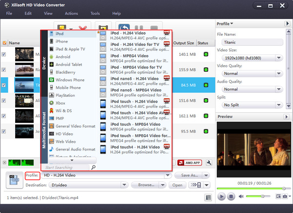 Convert HD video to SD, HD video converter